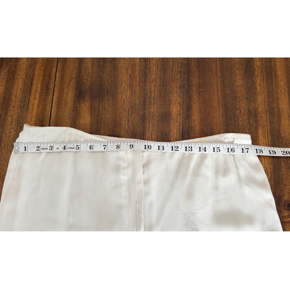 Vintage 90s Eileen Fisher 100% Silk Ivory Wide Leg Pants Size Size Medium - Picture 8 of 11